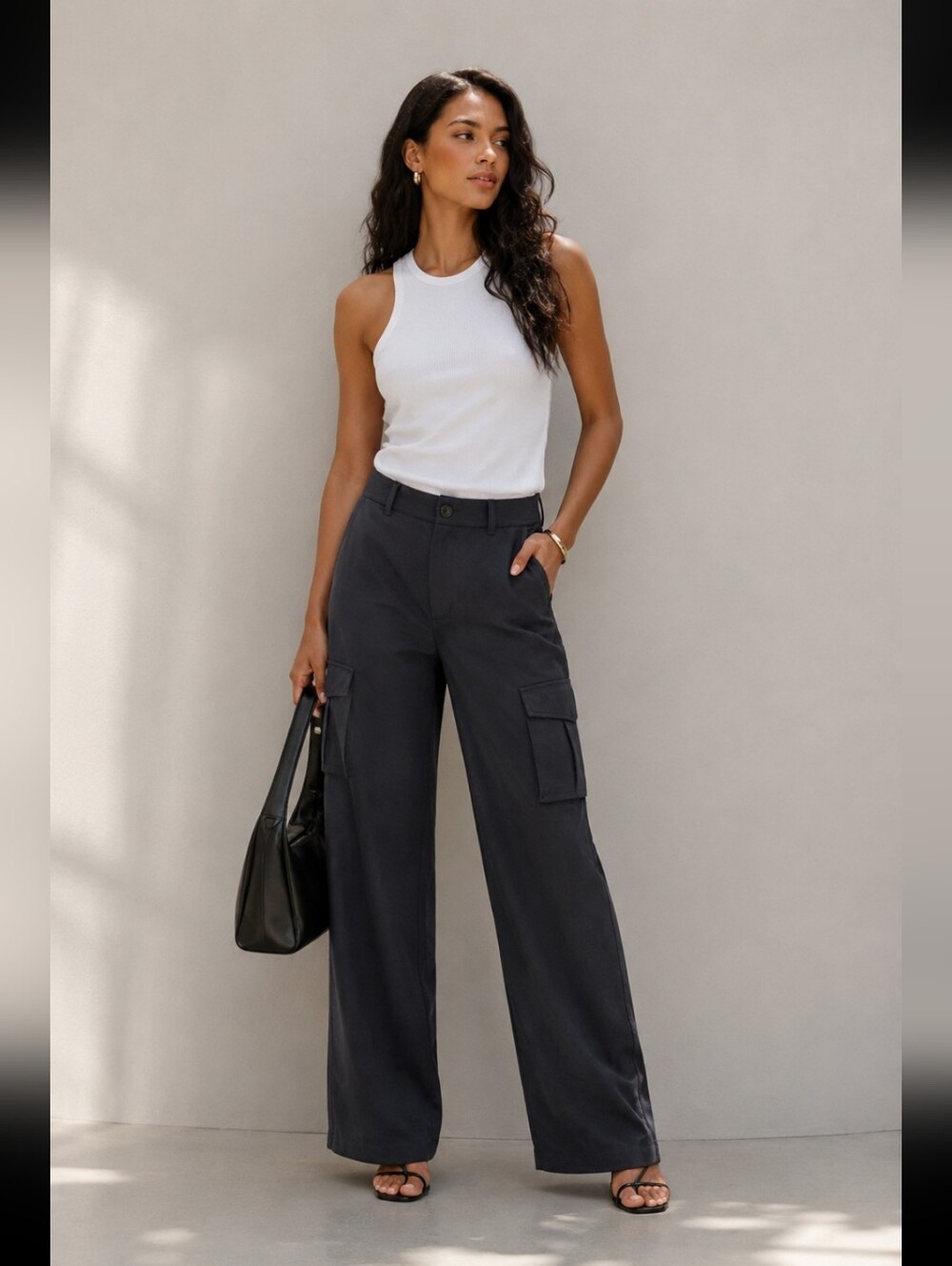 Wilfred Charcoal Cargo Trousers
